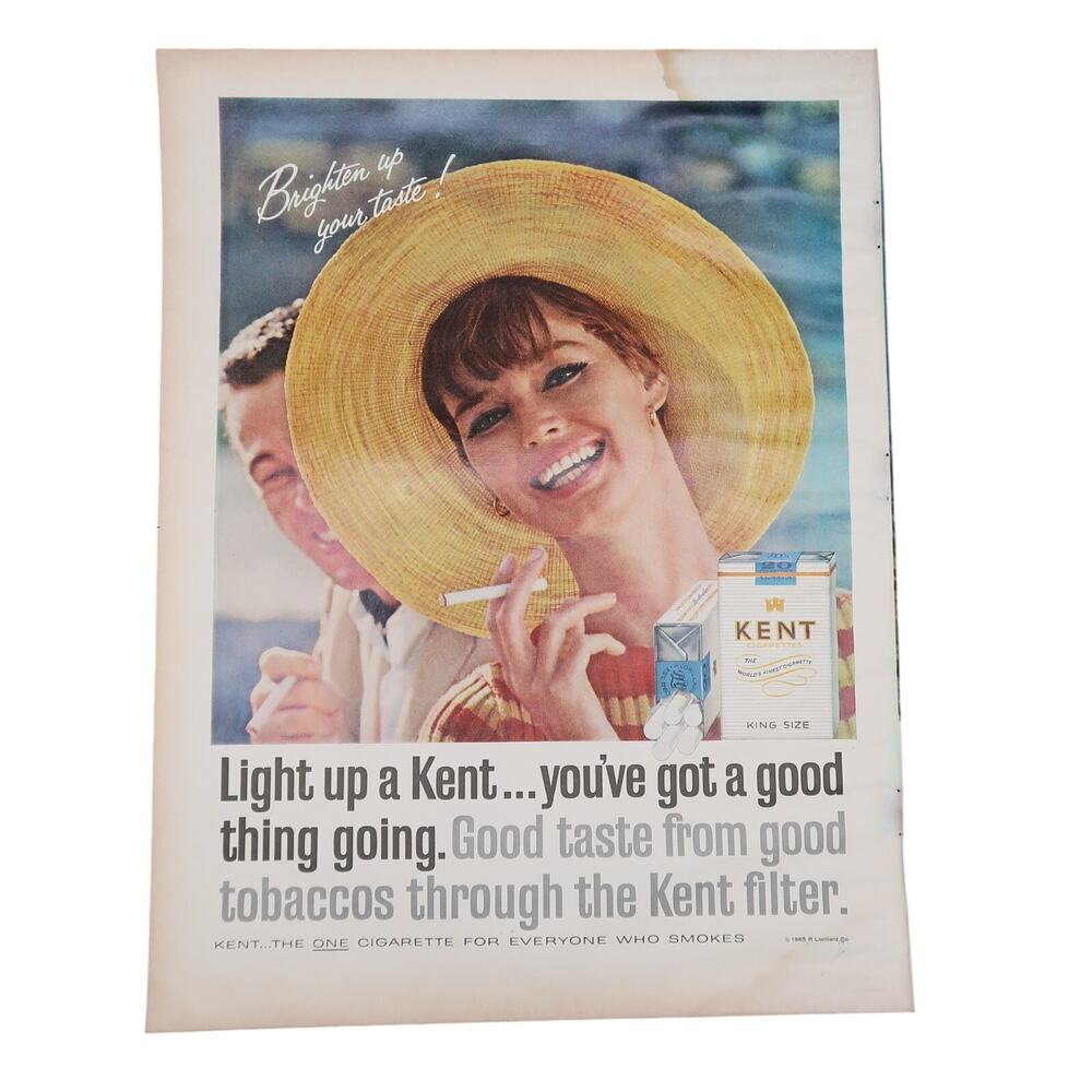 Kent Cigarettes Magazine Advertisement 1965 Vintage Tobacciana Women Hat